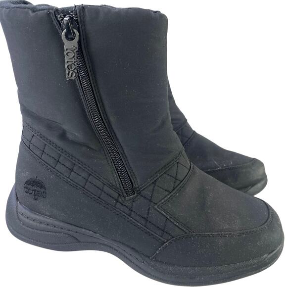 Totes Womens Katelyn Black Low Mid Calf Snow Boot Double Zip Up Size 7 Wide - Picture 1 of 11